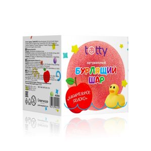 TOTTY Детский натуральный бурлящий шар для ванны «Карамельное яблоко», 200 г